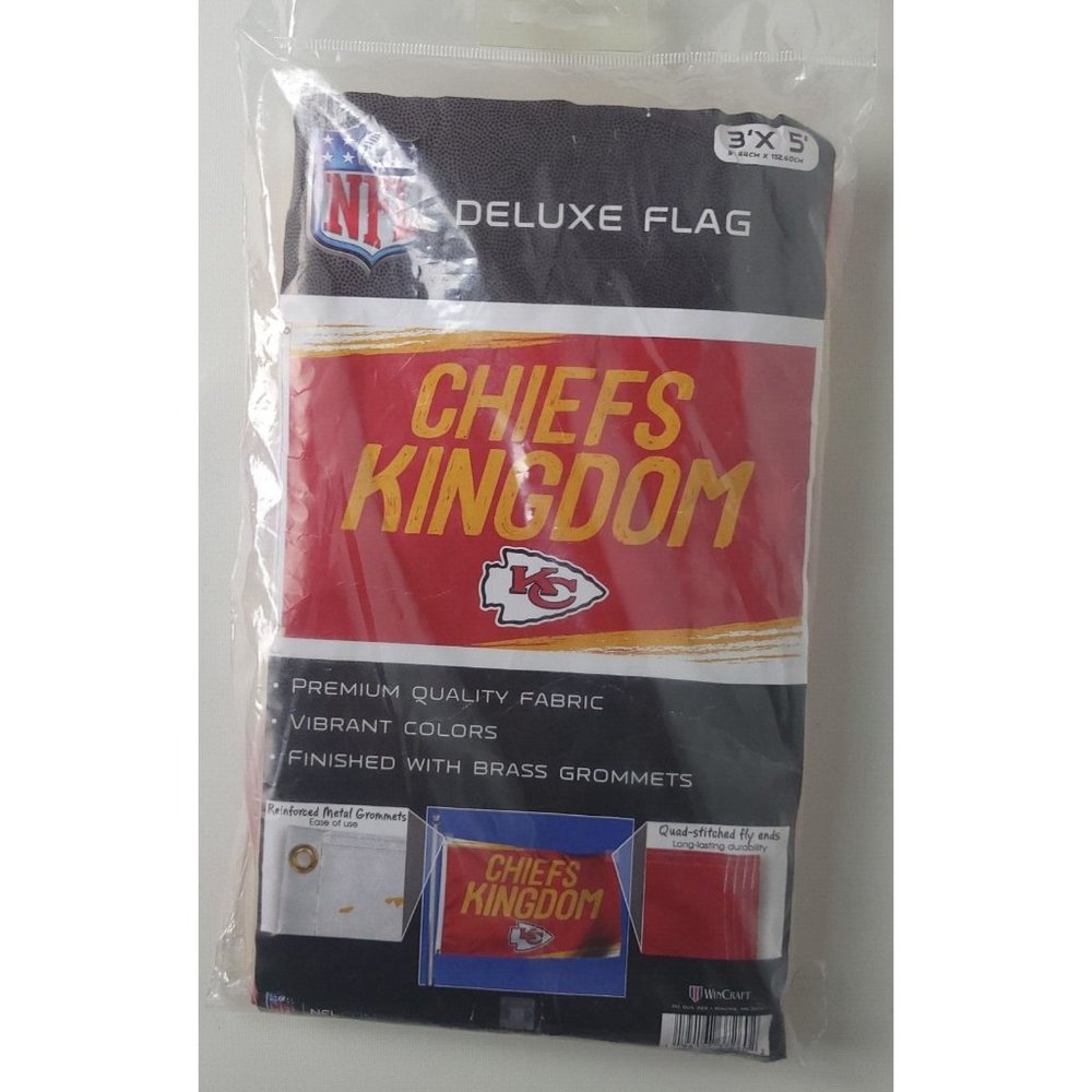 NIP‎ NFL Wincraft Kansas City Chiefs Deluxe Flag Chiefs Kingdom 3x5